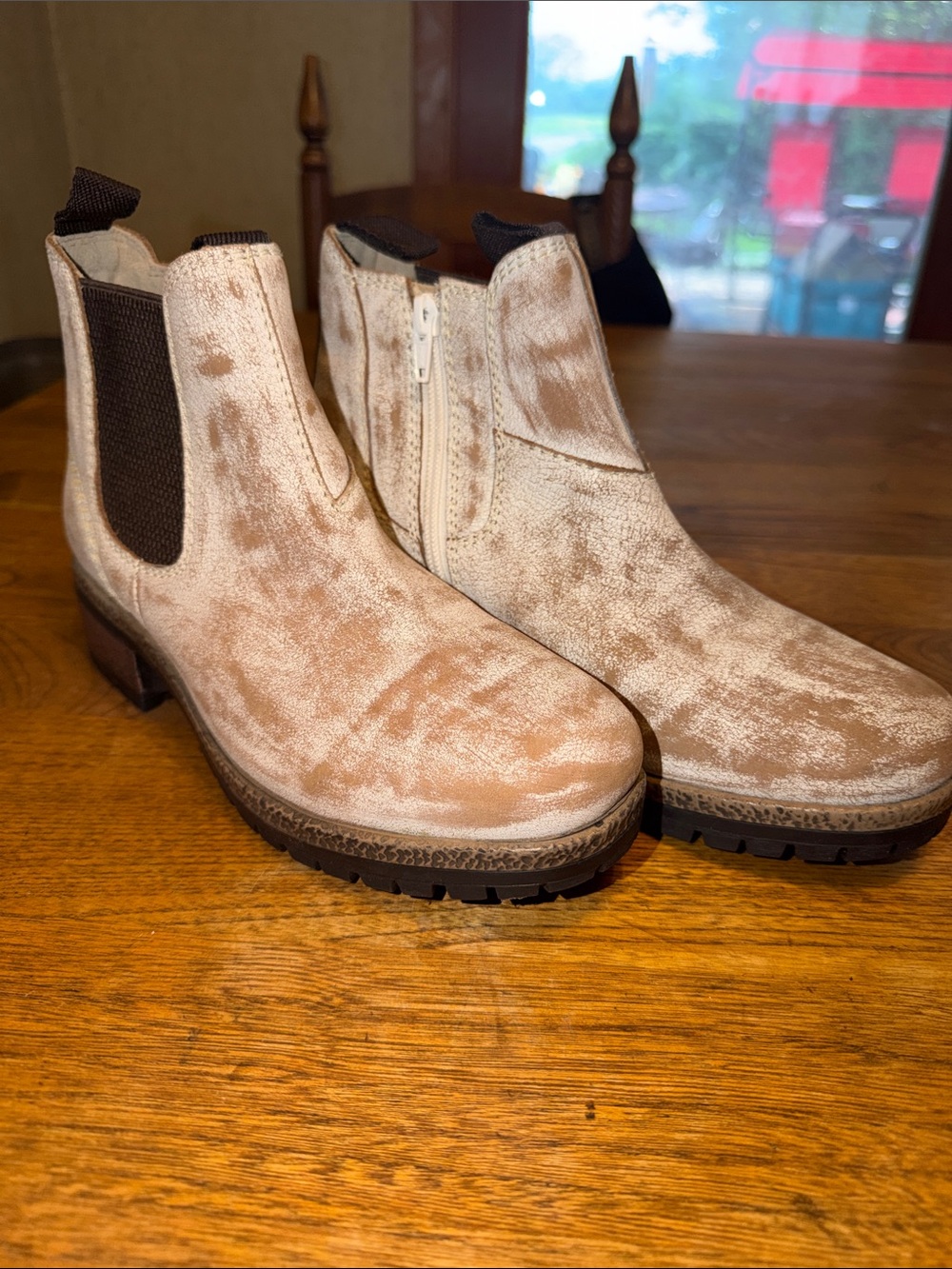 Women's Velvet Chelsea Ankle Booties - Beige